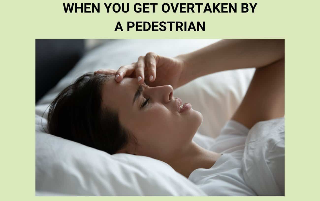 Overtaken by a pedestrian: cycling meme.