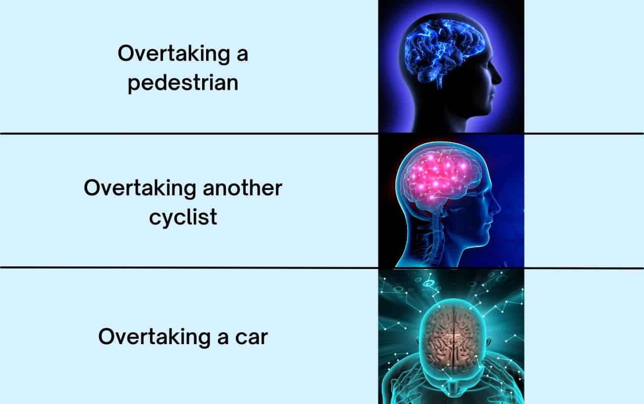 Overtaking a car: bike meme.