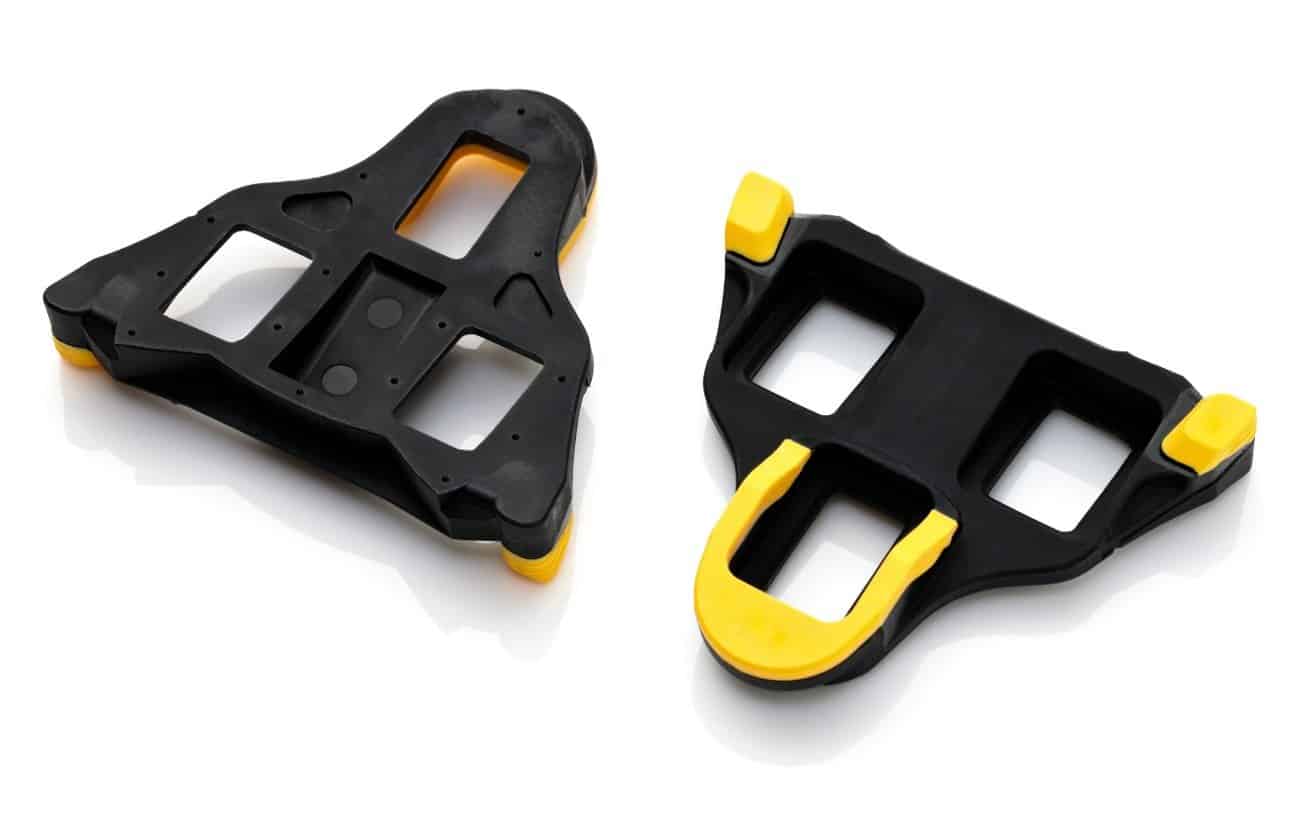 Photo of SPD-SL cycling cleats against a white background.