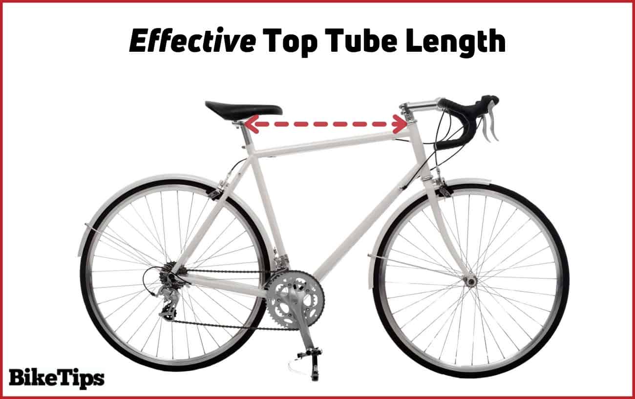 Diagram of a bike showing the effective top tube length to demonstrate women's road bike sizes.