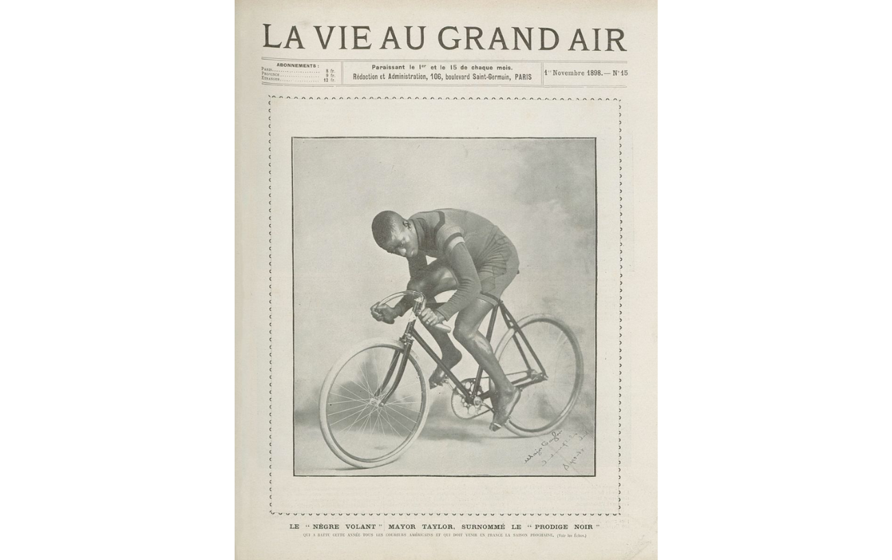 Major Taylor pictured on the front of the French sports magazine La Vie Au Grand Air, November 1, 1898.