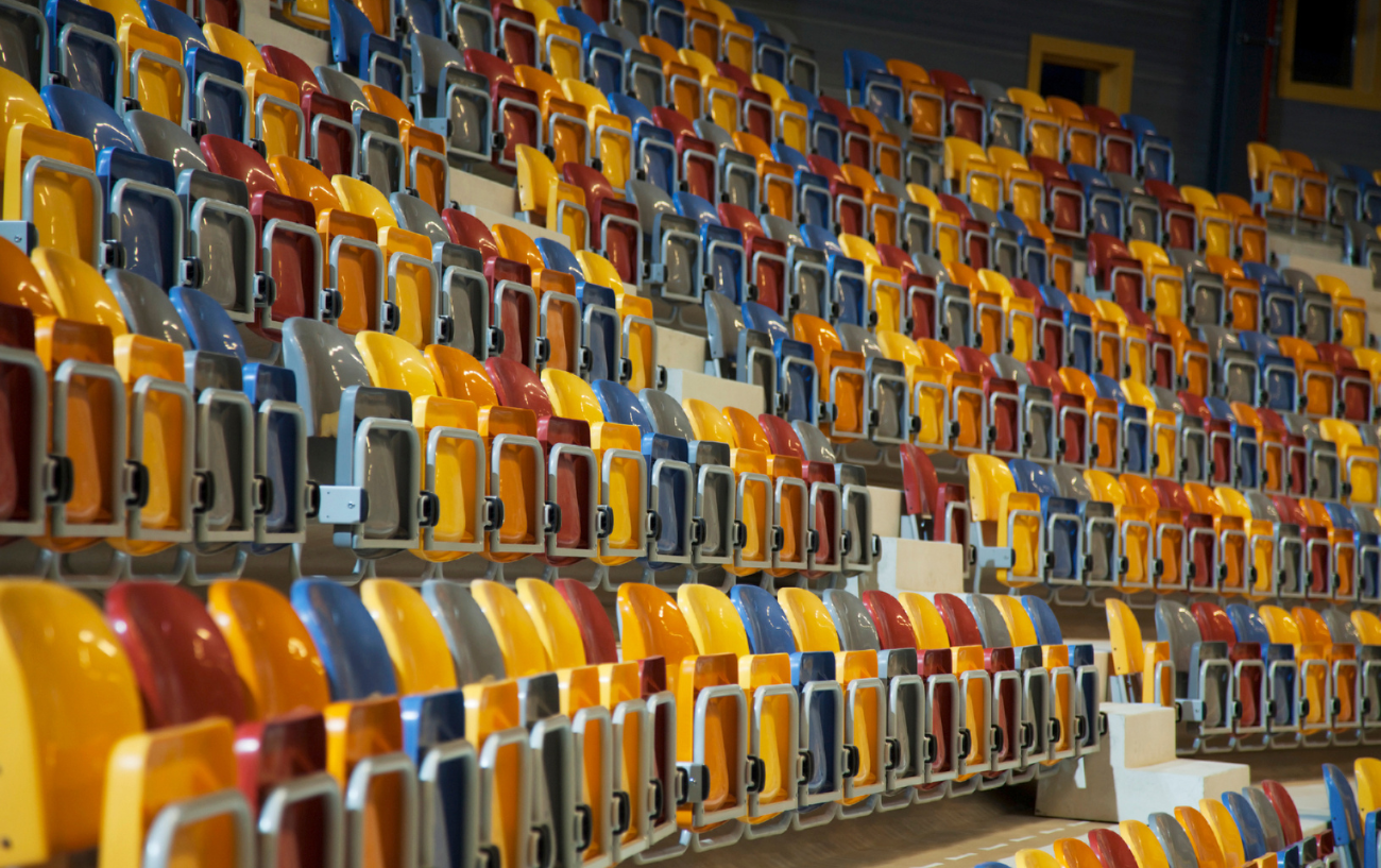 Arena-style seating at the velodrome.