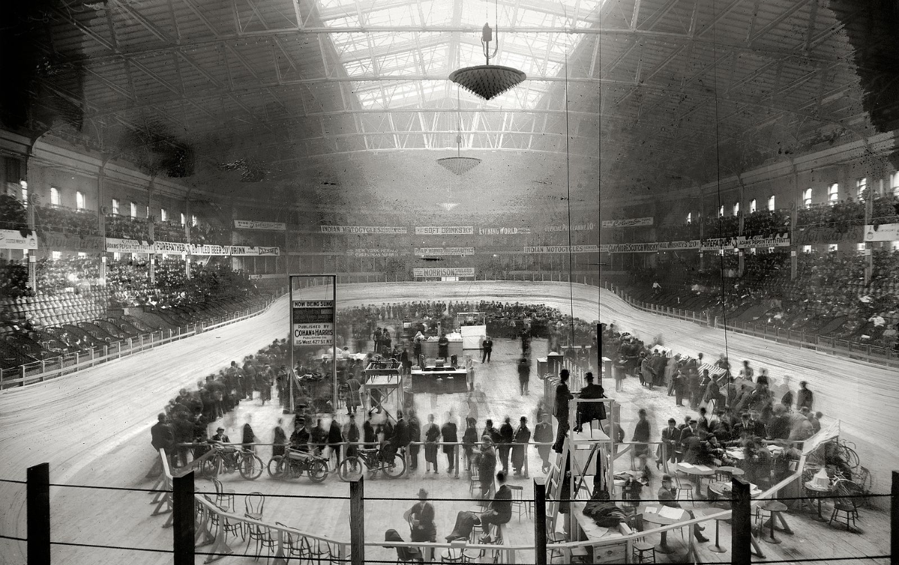 A Six-Day Race at Madison Square Garden in 1908.