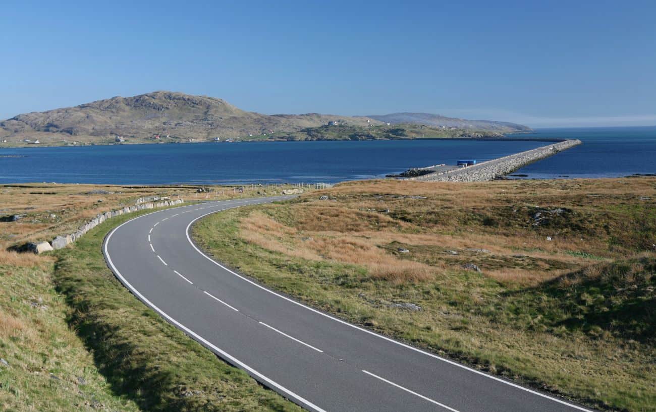View of a causeway in the Outer Hebrides.