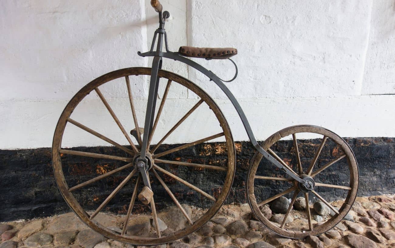 A French "boneshaker" bicycle from the mid-19th century.