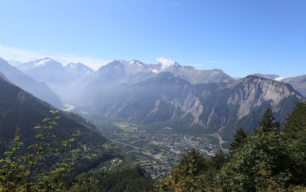 View over the Oisans valley from Alpe d'Huez.