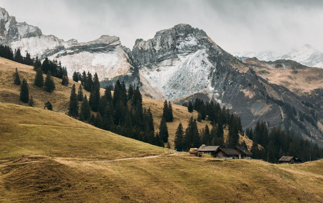 An overcast Alpine view close to the Col de la Croix de Fer.