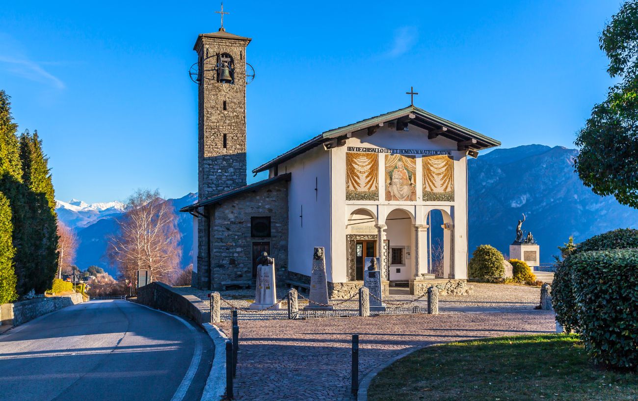 Church of Madonna del Ghisallo - the patron saint of cycling - at the climb's summit.