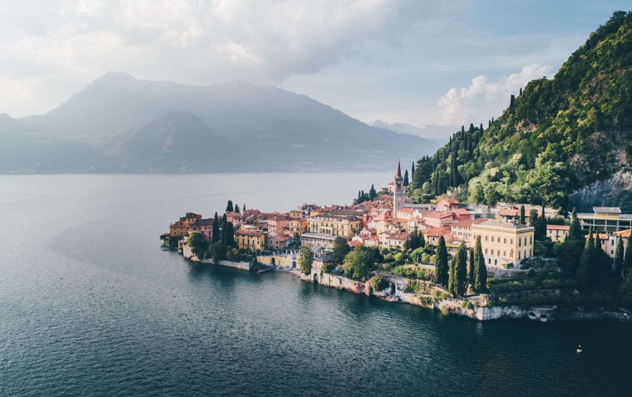 A cliff-edge town on the banks of Lake Como.