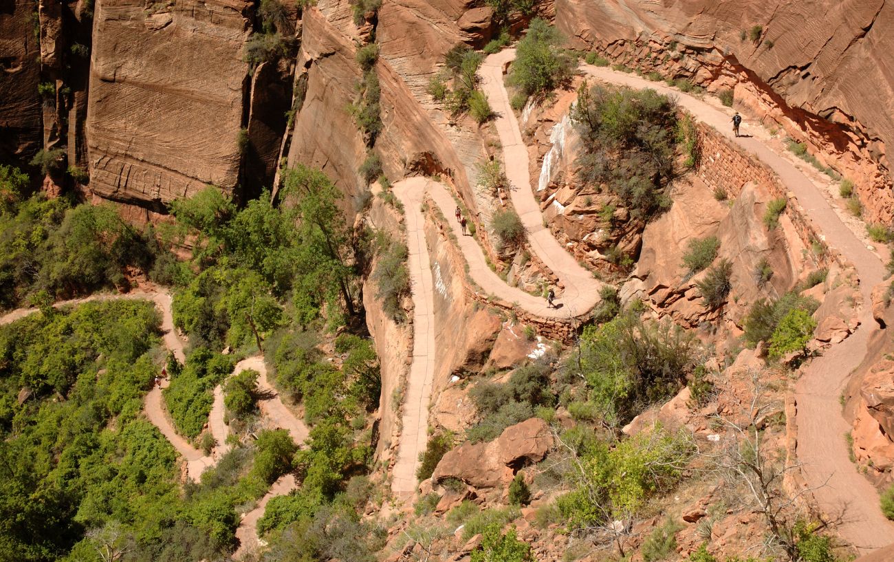 A rocky switchback path up a cliff in Utah.