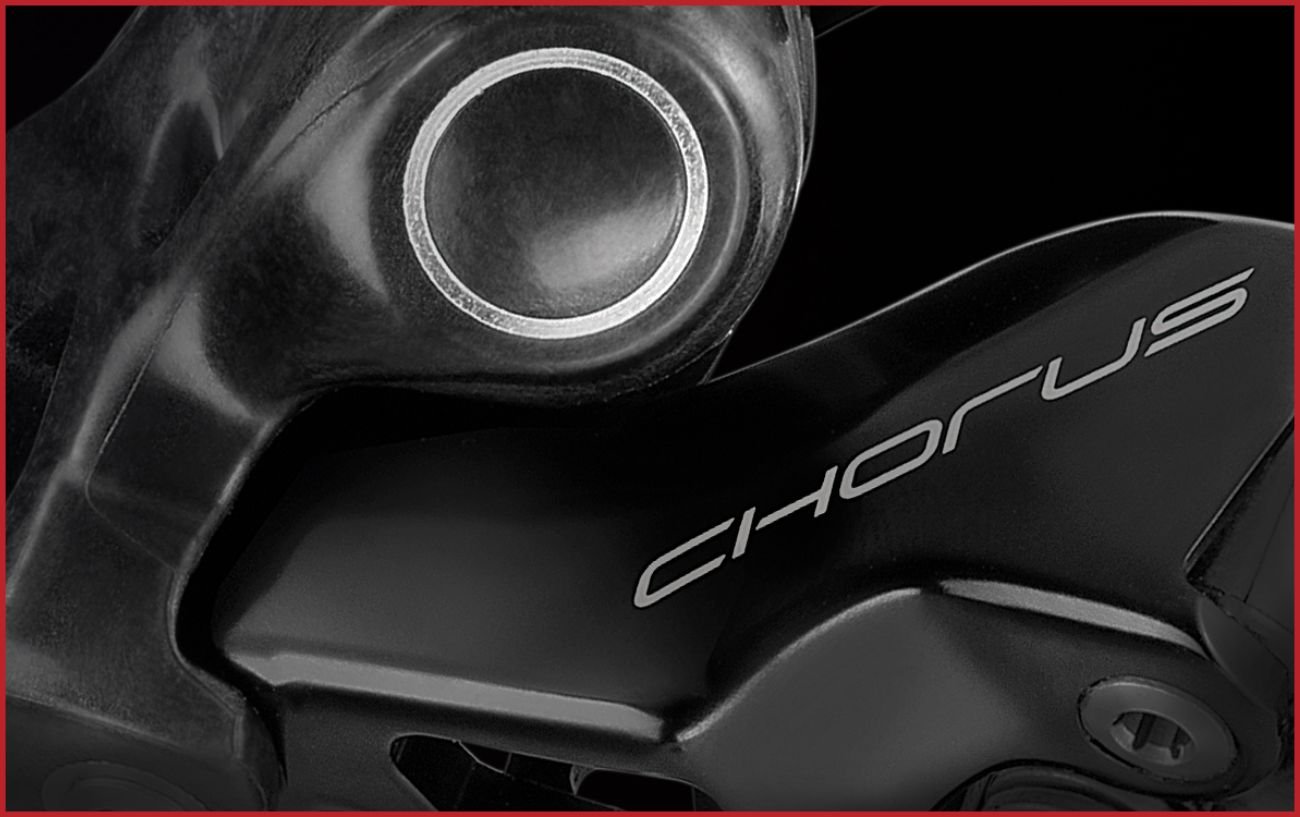 Campagnolo Chorus component on a black background.