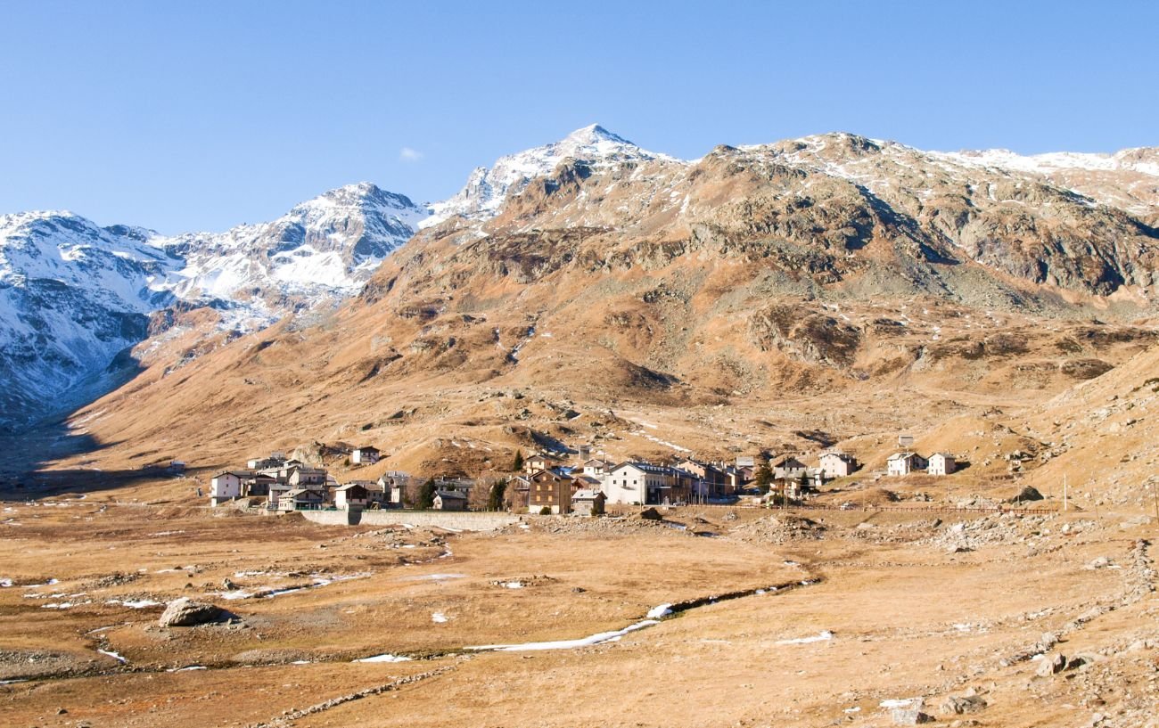 Photo of Spluga Valley in Italy in winter.