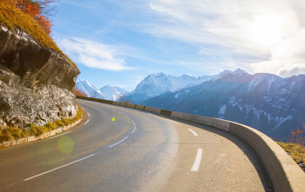 Mountainous view on the road to Alpe d'Huez.