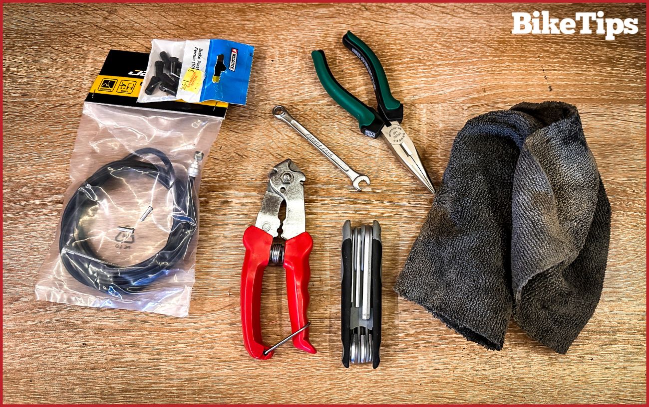 The tools you'll need when learning how to replace bike brake cables.