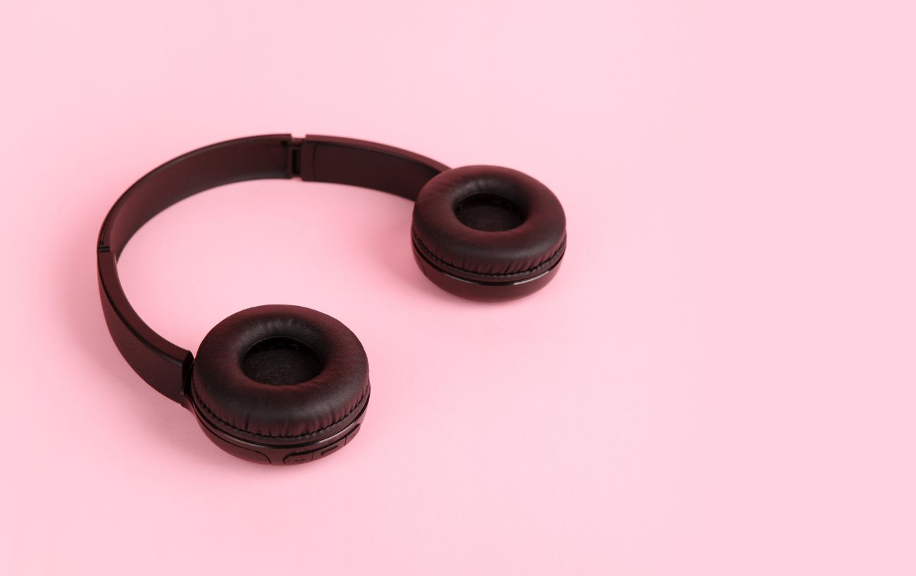 An unbranded pair of headphones ready to connect to Peloton.