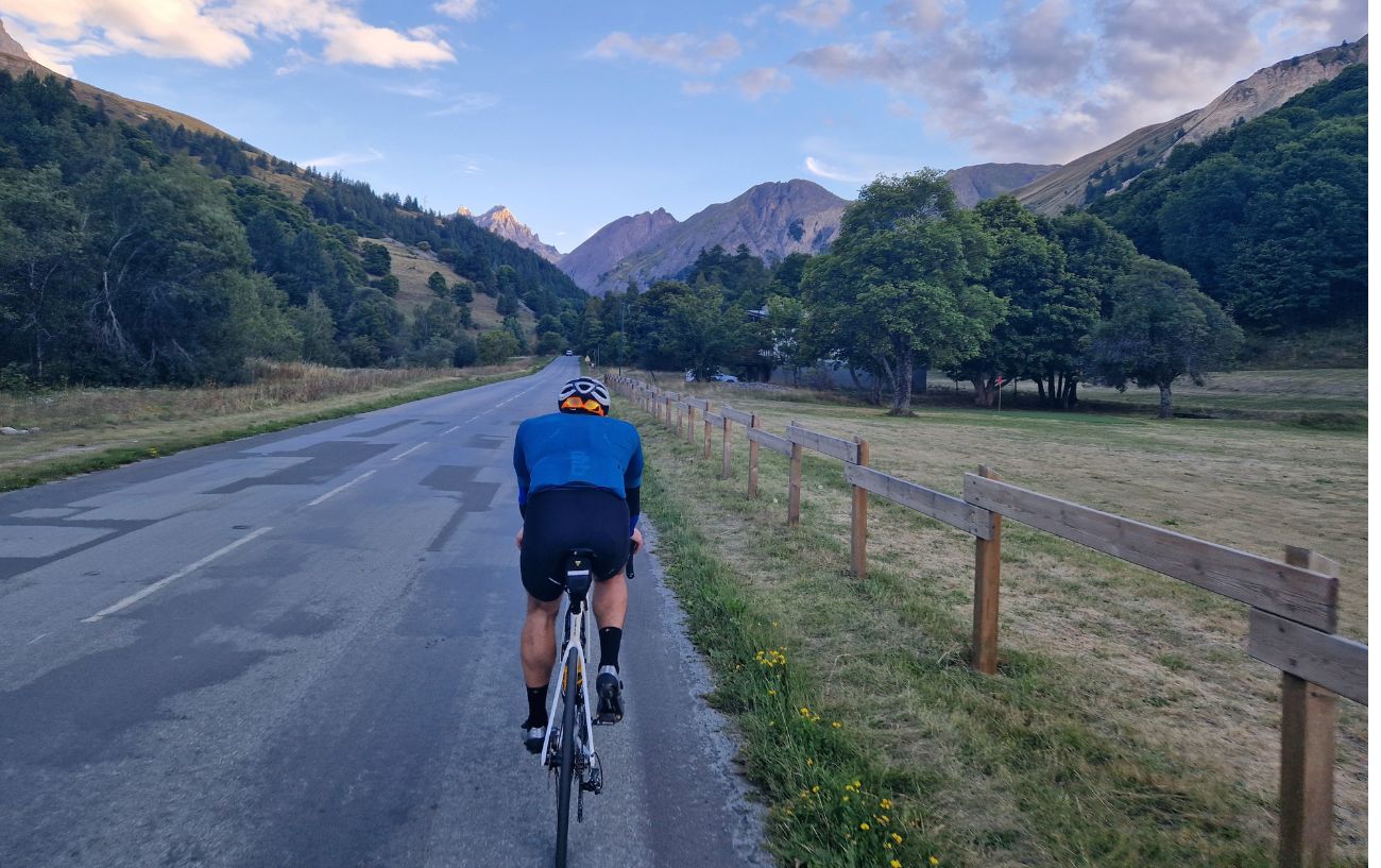 Climbing up the Col du Galibier at dawn.