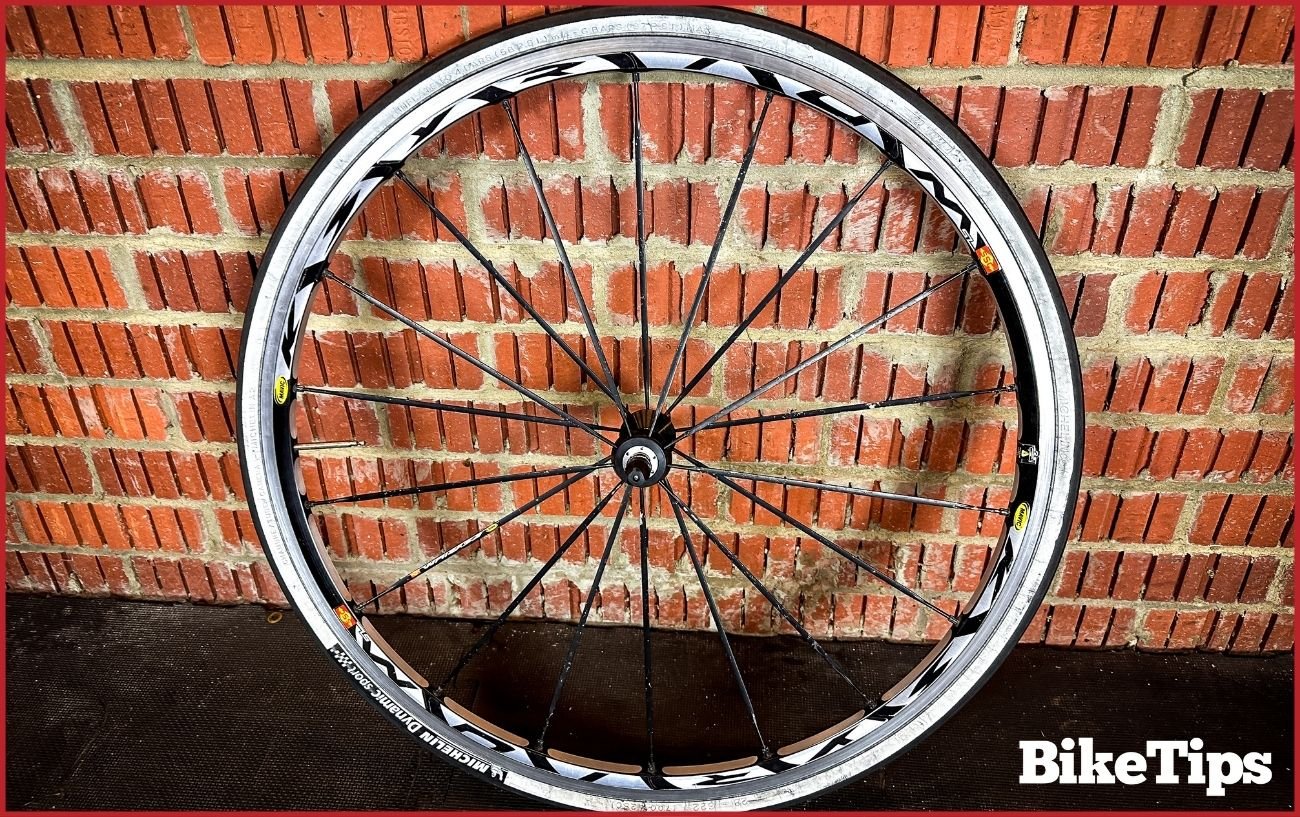 The wheel with the new inner tube fully inflated.