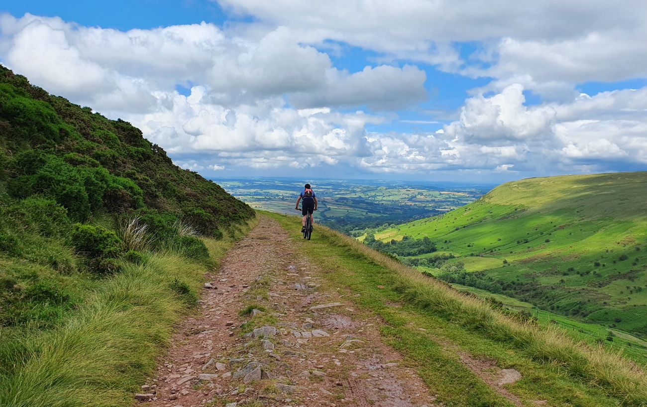 Mountain biking in Wales near to Gospel Pass.