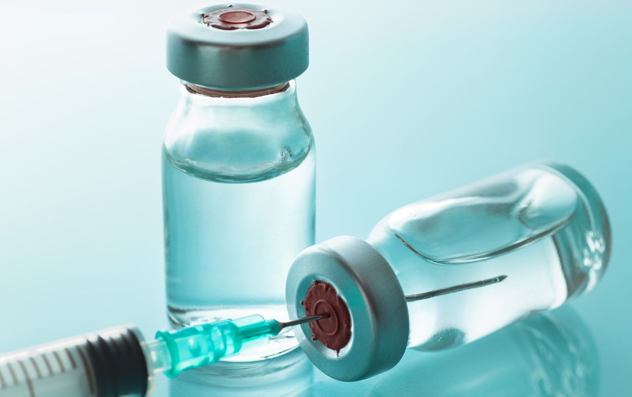 Two glass vials containing a substance used for cycling doping.