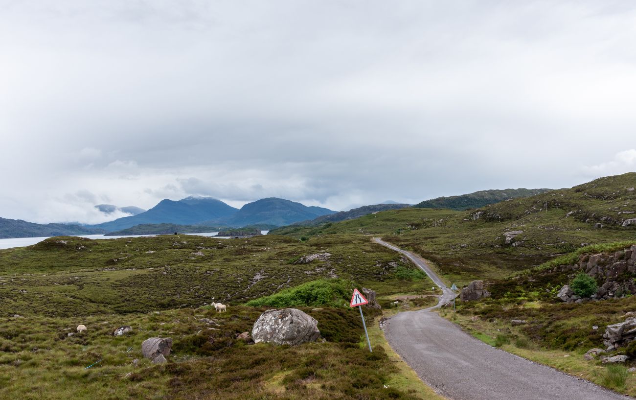 Winding road on Scotland's North Coast 500.
