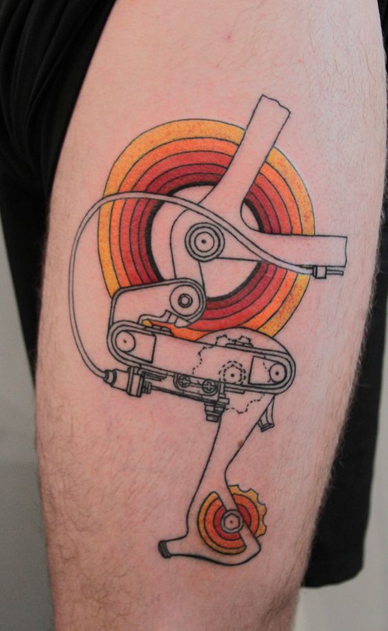 new school bike gear tattoo