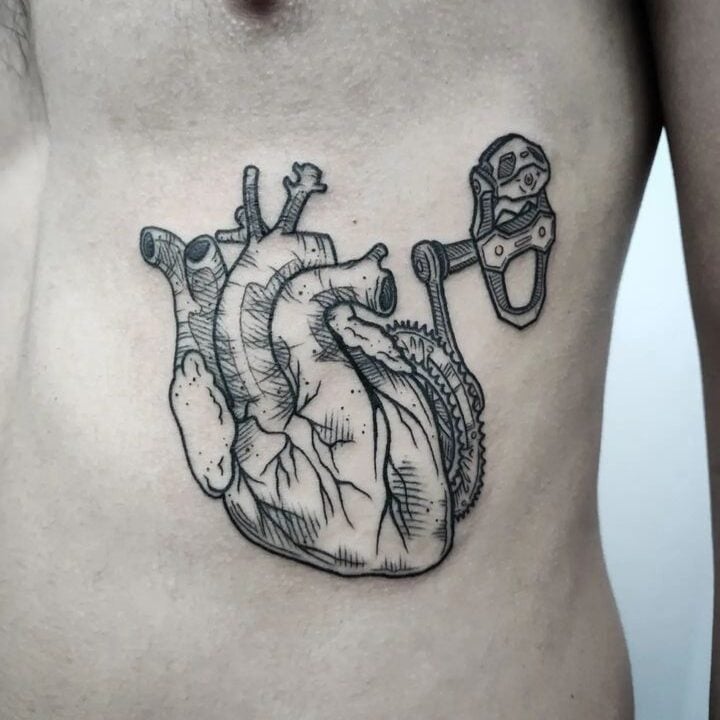 engraving heart tattoo bike gear pedal