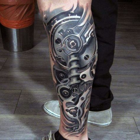 biomechanical bicycle gear tattoo