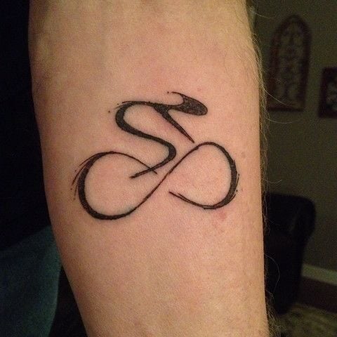 small tribal infinity bicycle tattoo idea