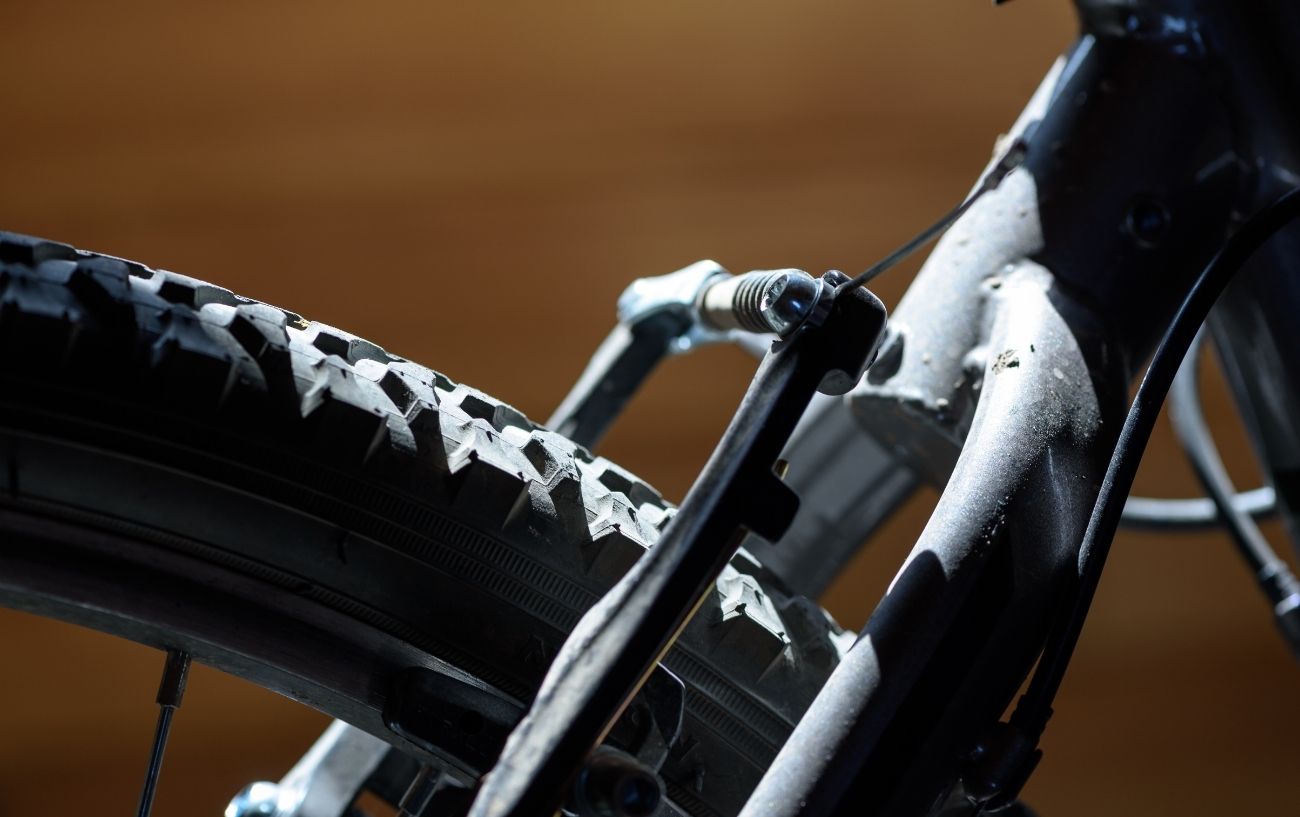 V brakes on a black bike.