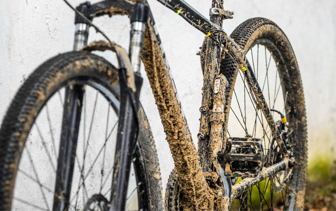 A mud-covered mountain bike is a good example of when you would use wet lube.