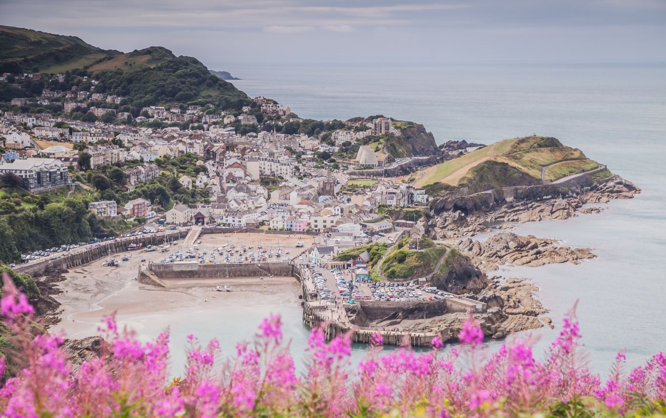View from a hill overlooking a Devon village.