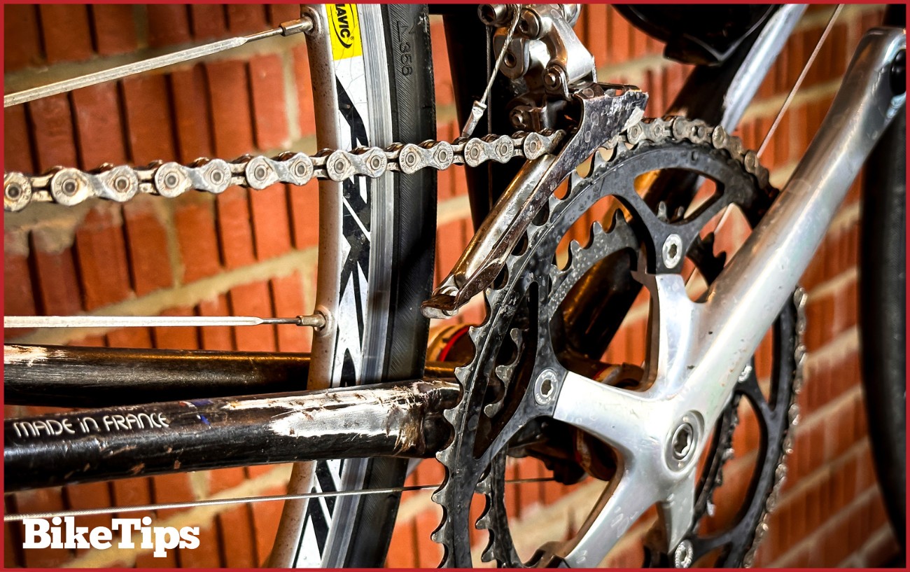 A double chainset on a classic road bike. 