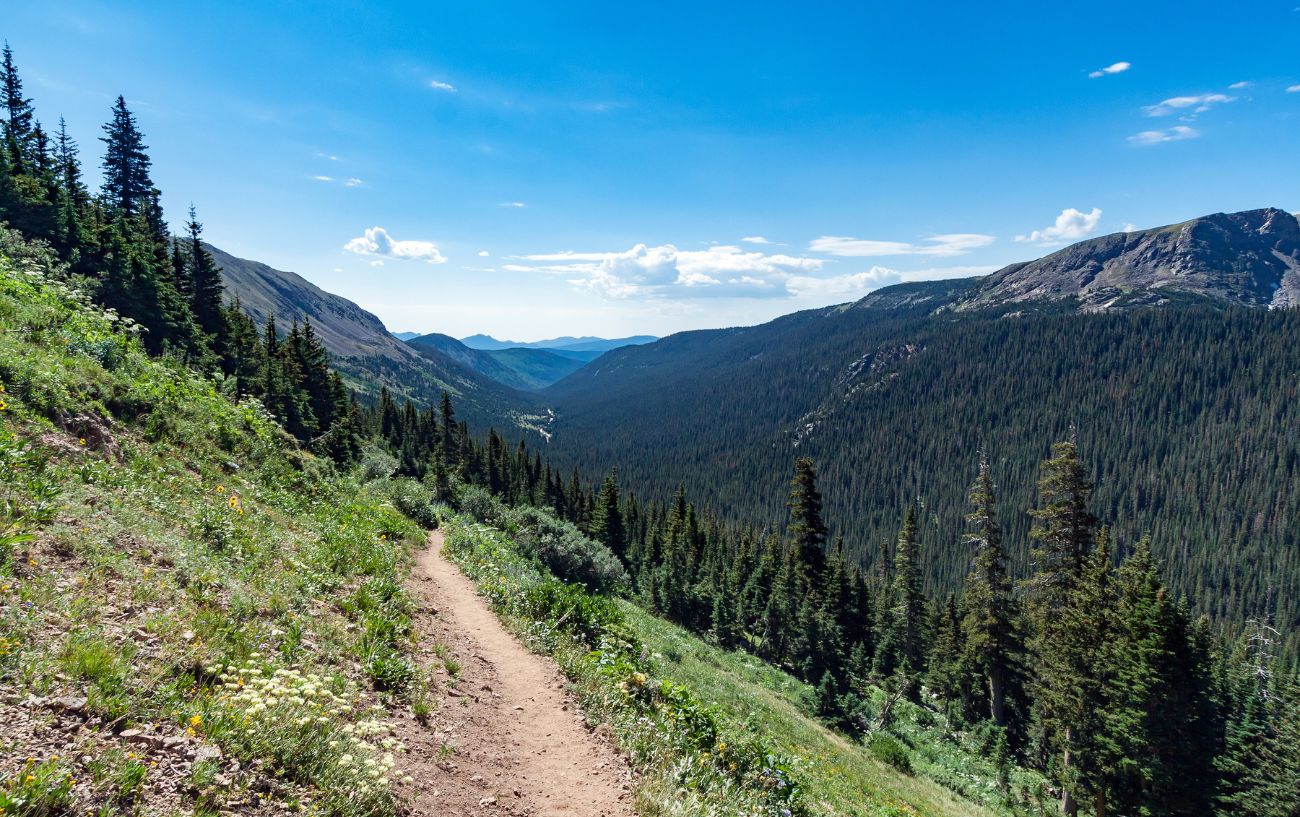 View of a valley along the route of the Colorado Trail.