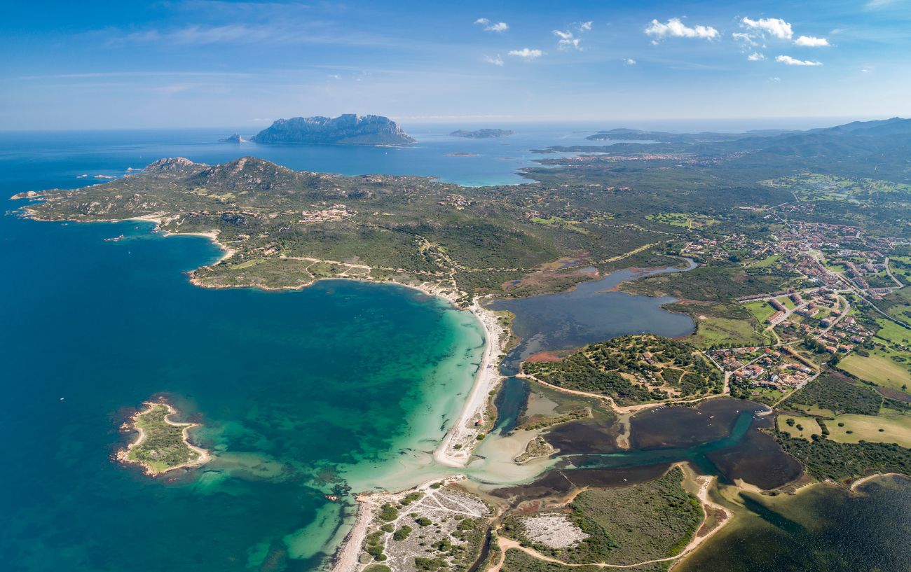 Aerial view across the island of Sardinia, where the Giro d'Italia Donne 2023 ends.