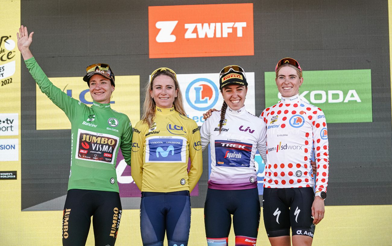 The winners of the four jerseys at the Tour de France Femmes.