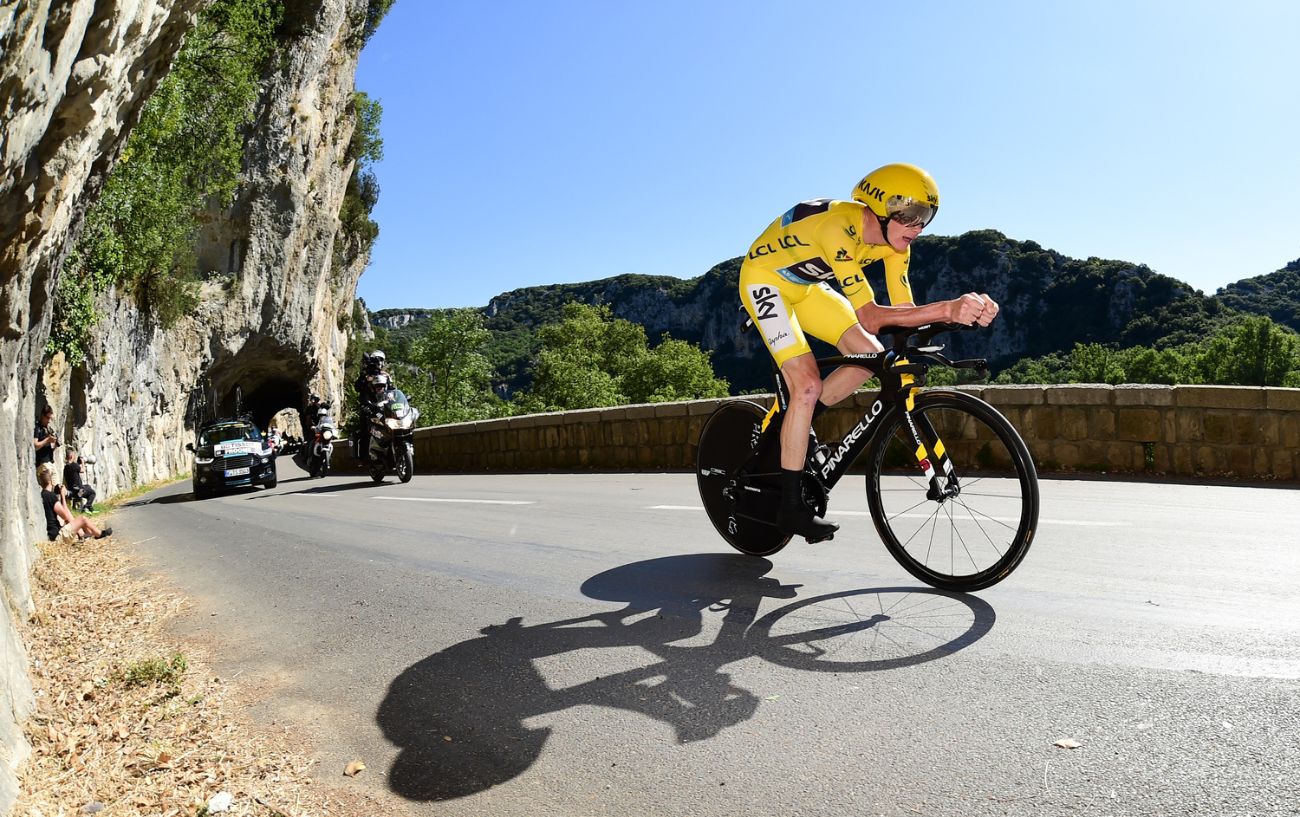 Chris Froome rides a time trial at the 2016 Tour de France.