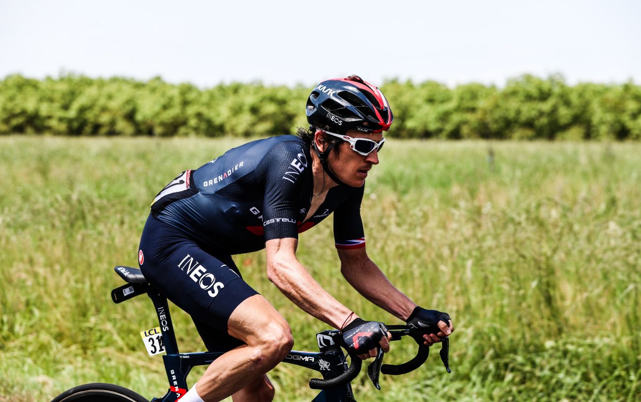 Geraint Thomas rides at the 2020 Tour de France.