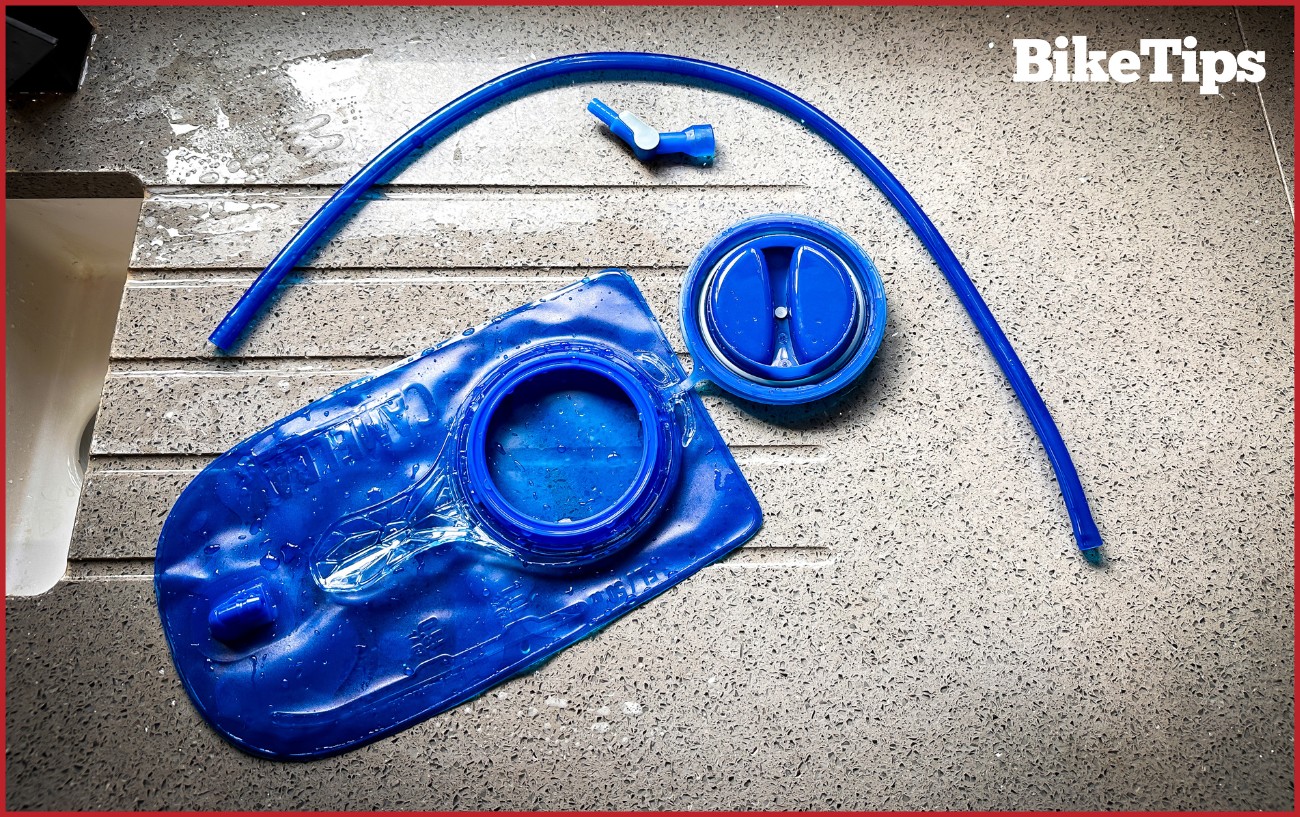 A Camelbak bladder dismantled.
