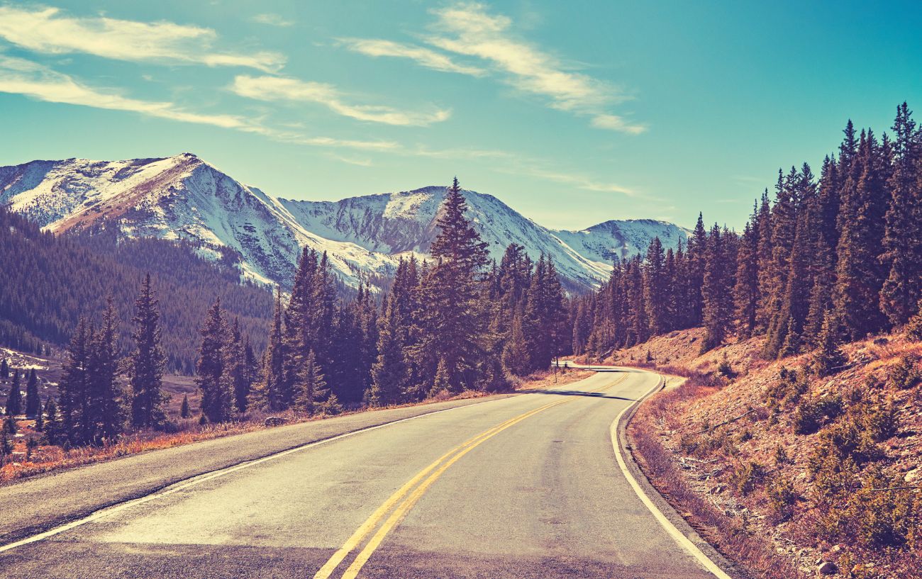View of a road through the mountains used in the Race Across America.