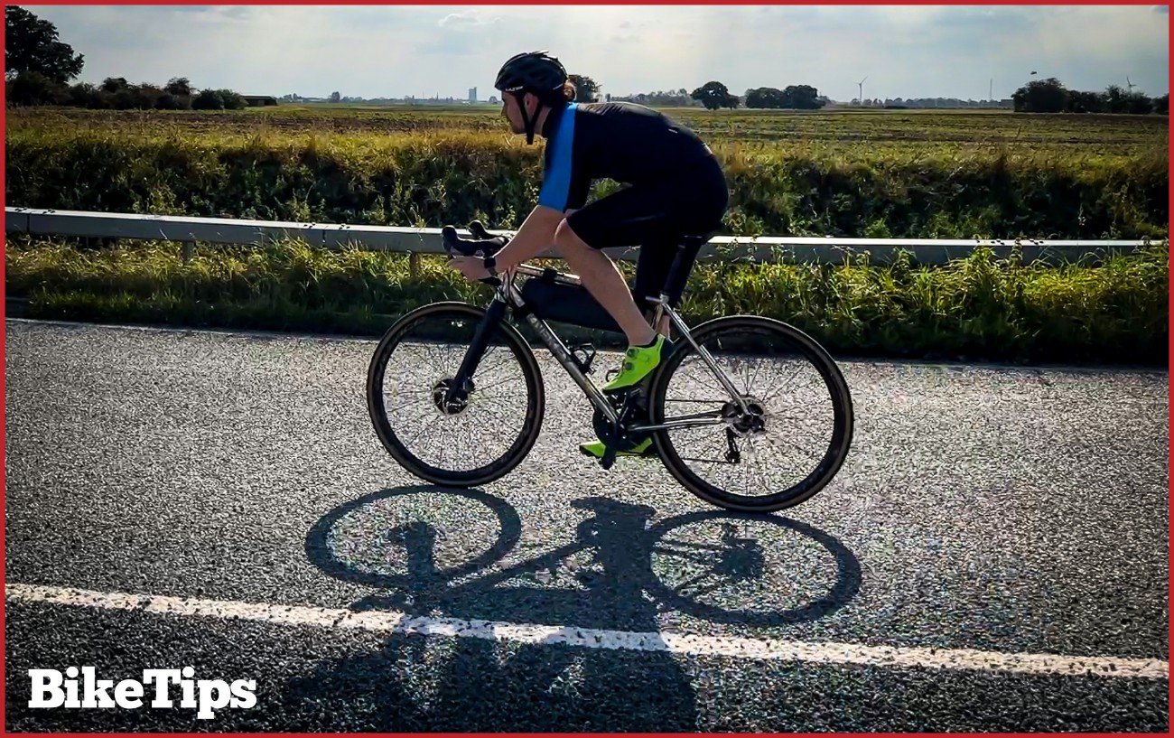 A road bike cyclist with a slammed stem.