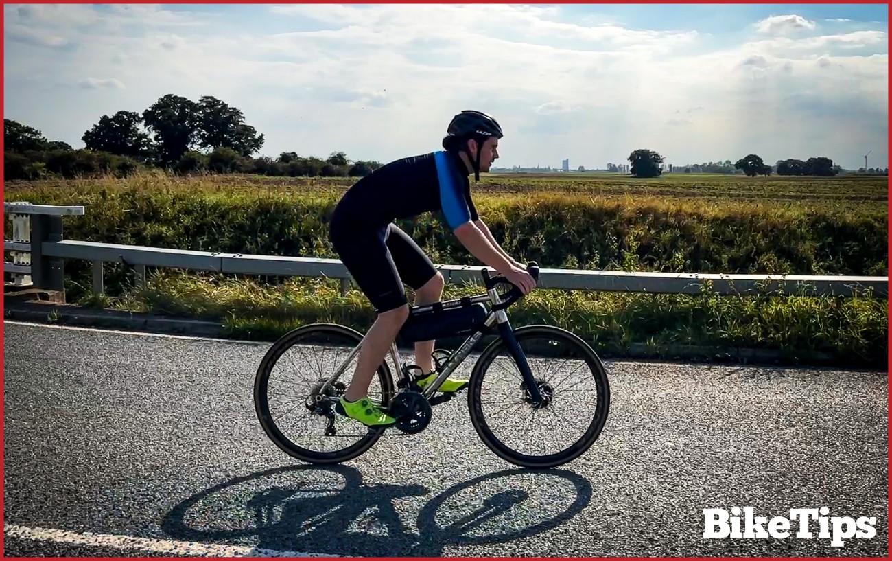 A road bike cyclist with a slammed stem.