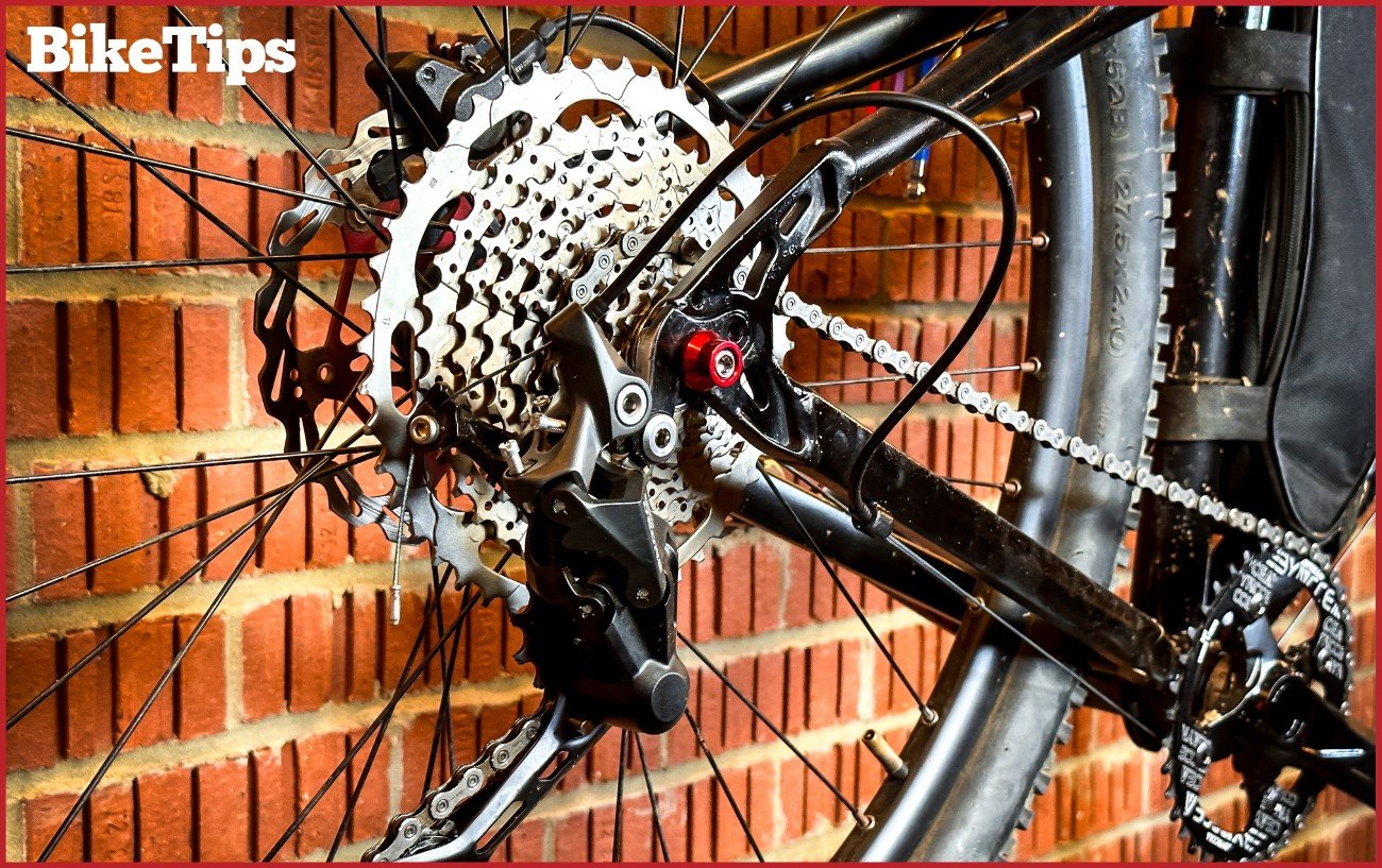 A mountain bike drivetrain.