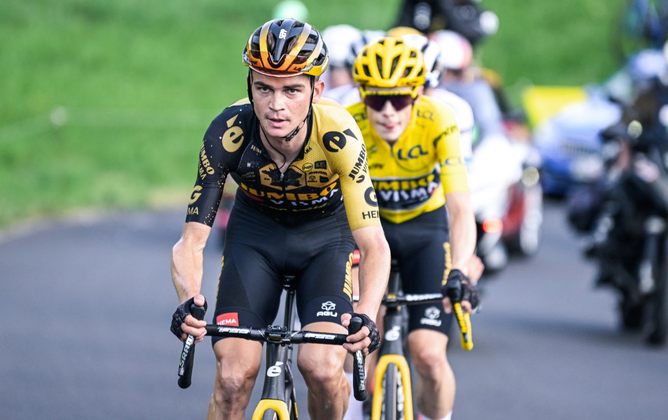 Sepp Kuss rides in support of Jonas Vingegaard at the Tour de France.
