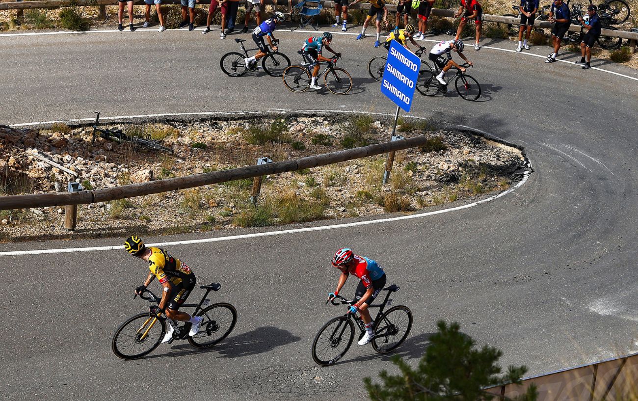 Primoz Roglic accelerates away from his rivals on Stage 6 of the 2023 Vuelta a Espana.