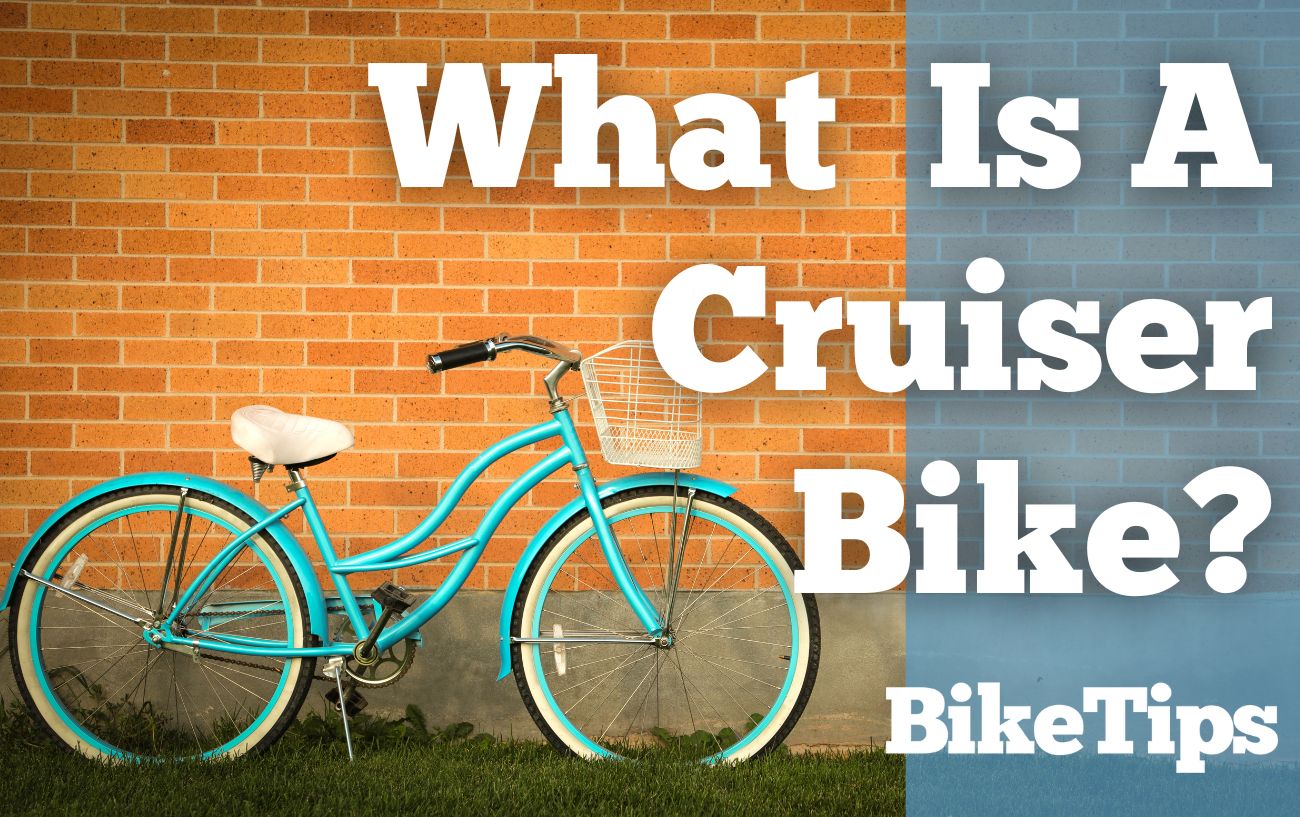 A blue cruiser bike sits on the grass with the words, "What is a cruiser bike" in the foreground.