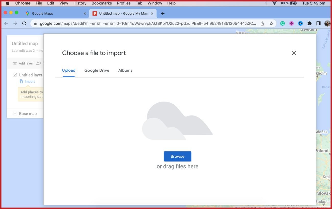 Annotated screenshot showing the file explorer within Google Maps.