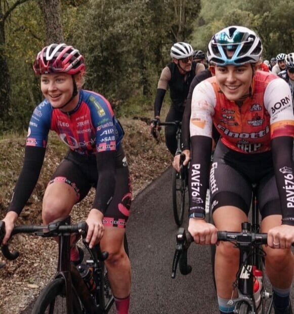 Riding in a large group as I prepared for a cycling race.
