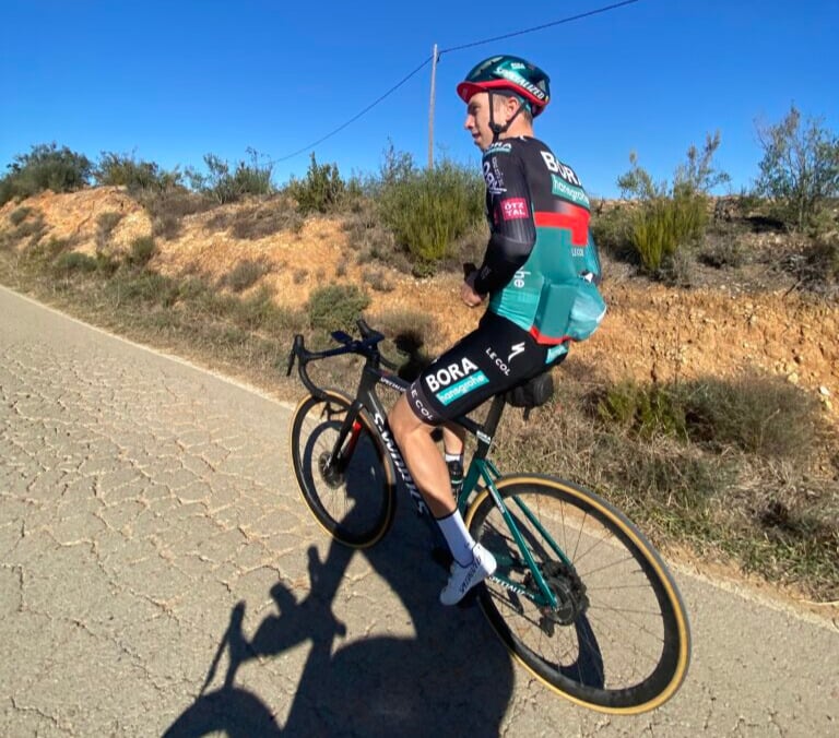 Riding with Ide Schelling on a training ride around Girona, Spain.