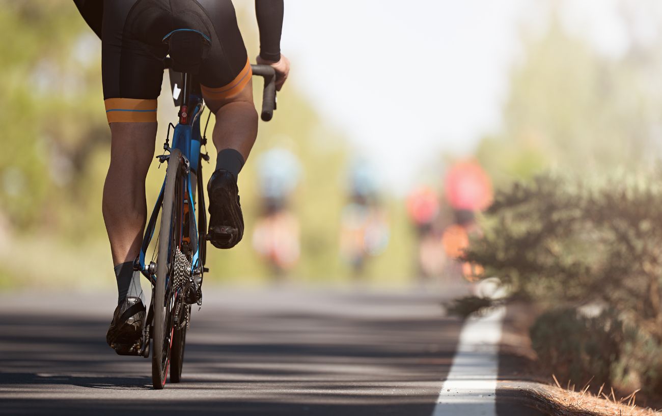 A cyclist on a gentle training ride in a bid to prevent muscular imbalances.