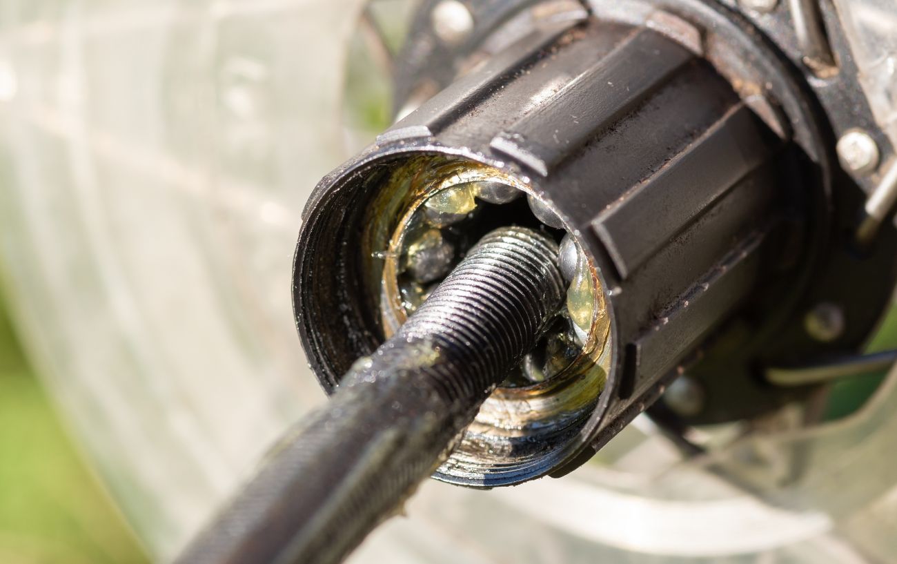The process of removing a freehub body from a wheel.